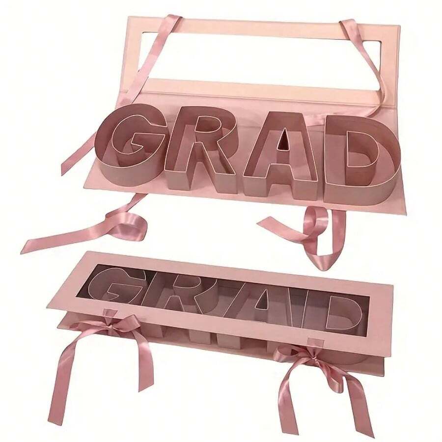 1 件毕业礼盒，透明窗口 GRAD 形纸板礼盒，可装满巧克力、草莓、糖果、珠宝、玫瑰、毕业礼物