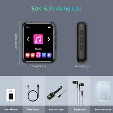 M5 64GB 1.8 Inches Portable MP3 Player, Full Touch Screen With Speakers, FM Radio, Voice Recording, EBook, Up To 128GB (Black) - màu đen - Xem 6