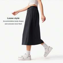 LI-NING 女士运动半身裙，长款休闲轻盈梭织面料，活力生活日常穿着半身裙，ASKV252 - 黑色 - 查看 2