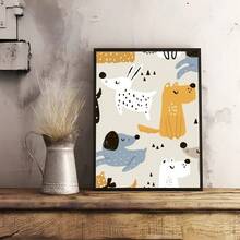 1 件复古卡通可爱狗动漫绘画艺术印刷品现代家居办公室装饰，非常适合客厅、卧室、厨房等装饰礼物可选框架