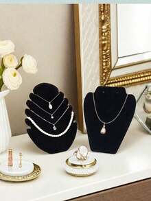 1 件黑色天鹅绒耳环耳环项链展示架、吊坠项链收纳架、手链架、珠宝配件架、珠宝盒，适用于情人节礼物、母亲节、生日礼物夏季必备女士收纳整理礼物旅行返校