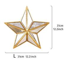 1pc Creative Resin Made Gold & Silver Tone 5-Pointed Star Home Decor Crafts, Wall Hanging With Mirrored Star Surface