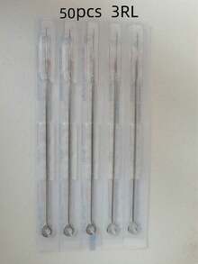 50pcs/100pcs Disposable Sterile Tattoo Needles Assortment, 3RL,5RL,7RL,9RL,5RS,7RS,9RS,5M1,7M1,9M1 Tattoo Cartridge Needles, Includes Grip Tips, Ink And Magnifier Glasses