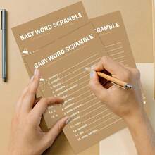 30 piezas Tarjetas de juego de descifrar palabras para baby shower, decoración de baby shower, revelación de género y suministros para fiestas de bautizo, tarjetas de juego de papel grueso, divertido y entretenido para los invitados, juegos de baby shower - Juego de descifrar palabras de baby shower, los juegos de baby shower talla grande divertidos de todos los tiempos - Multicolor - Ver 7