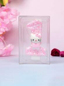 Sanrio 1 pezzo - Candela per festa di compleanno/festival a tema Sanrio, Dolce candela rosa di Hello Kitty, disponibile nei numeri da 0 a 9, decorazione per torta adorabile a forma di gattino
