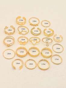 21pcs Style Stacking Rings Butterfly/ Heart/ Leaf Design Mix And Match For Daily Outfits Party Accessories