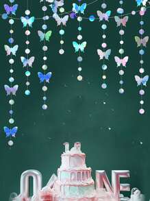 1 set - Illusion de papillon, points de traction, papillon suspendu au laser, papier voltigeur, cercle suspendu, décorations pour papillon volant. Fournitures pour mariage, baby shower, révélation de sexe, anniversaire
