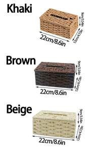 1 件编织纸巾盒架，带盖矩形纸巾盒，藤条编织纸巾盒架，波西米亚风格装饰编织纸巾盒架，适用于浴室、卧室、架子、客厅，手工编织带盖纸巾盒，内衬，纸巾收纳盒，适合家庭、餐厅、酒店，现代简约设计，适用于办公室