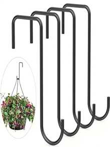 1/4/8pcs Heavy Duty Fence Hooks, Plant Hanging Hooks For Indoor/Outdoor, Garden Hanging Brackets, For Plants, Bird Feeders, Lanterns, Fences (Black+White)
