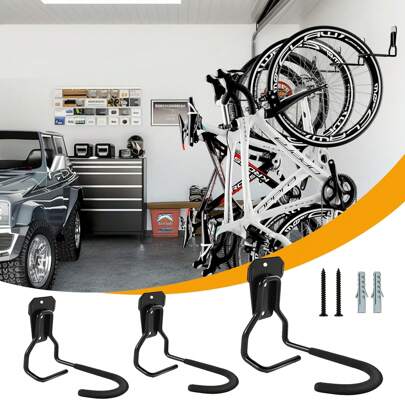 1/2 Pcs Black Metal Vertical Bike Wall Mount, Road Bike Rack, Mountain Bike Stand - Easy Installation, Suitable For Garage, Garden