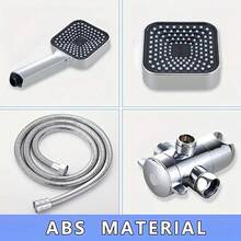 High-Flow 2-In-1 Handheld & Rainfall Shower Head Set With Long Hose And T-Valve - Durable ABS, Wall Mounted, Square Design For Bathroom Upgrade. - Bạc - Xem 9