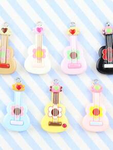 1 Piece Mini Guitar Mini Simulation Cartoon Guitar Hollow Model Scene Accessories Mini Snow Pear Diy Decoration Innovative Guitar Jewelry Key Chain Pendant Bag Pendant (Guitar Only, No Doll Included)