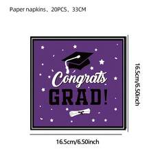 20PCS Gatherfun Graduation Party Napkins 2025 Graduation Party Supplies Purple Napkins Cocktail Napkins For Congrats Grad Party Decorations - Black - View 20