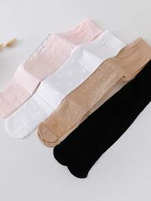 4pcs Girls Heart Pattern Breathable Thin Tight Leggings, Suitable For Summer - Multicolor - View 4