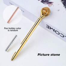 1 pièce Stylo à bille en cristal d'améthyste naturelle authentique et non traitée - Pierre brute unique, écriture fluide, parfait pour les fournitures scolaires des étudiants et les cadeaux d'affaires de bureau - Matériau authentique et non traité