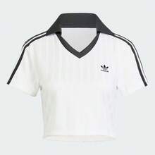 Adidas Originals Camiseta Polo de Malha Curta com Decote em V para Mulheres TJD2606 - Branco - Visão 1