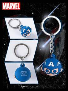 Marvel 1 件漫威官方授权美国队长球钥匙扣钥匙圈创意可爱 PVC 钥匙扣超级英雄钥匙串背包挂饰钥匙包装饰小礼物