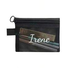 1 件定制刺绣网眼化妆包，透明拉链化妆袋，用于化妆和旅行必需品，旅行袋，用于日常洗漱用品，轻便便携的旅行收纳袋 - 彩色 - 查看 14