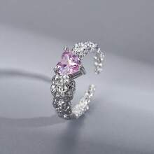 1 Stück asymmetrisch designter Zirkonia Offener Ring für Damen, exquisit einfacher minimalistischer Fingerring