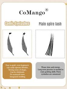 CoMango 240Fans C/D 卷曲新款心形星形漫画尖顶睫毛漫画睫毛延长 0.07 毫米 8-15 毫米动漫睫毛自动开花预制扇形优质水貂睫毛延长睫毛簇、睫毛簇、单根睫毛、睫毛、假睫毛