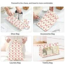 8-Piece Packing Cubes,Travel Clothes Storage Bags,Luggage Packing Organizers, Foldable, With Zipper, Shoe Tidy Pouch , For Suitcases, Back To School, Travel, Vacation Essentials, Travel Accessories,Pack Your Luggage With Ease - 蝴蝶結花 - 查看 5