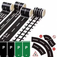 1卷自粘道路轨道交通胶带贴纸，铁路公路汽车弯道贴纸，交通胶带，学校用品，返校贴纸，剪贴簿用品，趣味贴纸，笔记本电脑贴纸，Kindle手机贴纸 - 彩色 - 查看 9