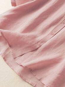 复古风格花卉刺绣衬衫，宽松休闲春夏衬衫，复古优雅刺绣衬衫，流浪汉波西米亚花卉刺绣优雅衬衫女士节日衬衫，简约日常复古植物刺绣衬衫，假日短袖上衣 - 粉色 - 查看 5