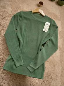Steve Store Women's Fashion Round Neck Modal Long Sleeve Imported Cold Weather Blouse Autumn And Winter Fashion - 綠色 - 查看 2
