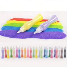 10pcs Glitter Painting Set, DIY Handmade Colorful Sand Art Craft Kit, Sparkly Sand Painting For Men & Women, Cute Cartoon Small Gift