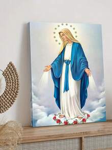 1 Pc Our Lady Immaculate Conception Of Mary Holy Mary Painting Catholic Posters Picture Room Decor Art Stretched And Frame Ready To Hang - Optional Framed,Suitable For Living Room Bedroom Office Wall Decoration Room Aesthetic Wall Arts Canvas, Creative Gift - Multicolor - View 3