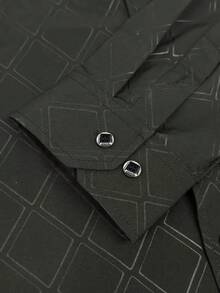 Men's Formal Casual Commuter Diamond Patterned Long Sleeve Shirt, For Fall