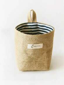 1pc Linen Storage Hanging Bag, Wall Mounted Door Back Organizer Pouch For Bathroom, Desktop, Clutter,Basket,Gift Basket,Basket For Gifts,Wall Basket,Mini Velvet Basket,Storage And Organizer Bins,Makeup Basket,Living Room,Room Basket,Rope Plant Hangers, Wood Rattan Geometric Baskets, NaturalMix Metal Frame Accents For Coastal Garden Decor
