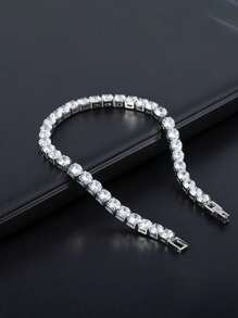 Bracciale a catena da tennis con zirconi scintillanti, stile europeo e americano, per uomo