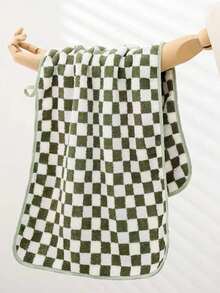 Plaid Flannel Bath Towel Set Or Single Towel - Super Soft, Highly Absorbent Extra Large Bath Towel, Ideal For Spa, Swimming, Hair Wrap Or Sofa Blanket - 4 Sizes, Suitable For Adults And Couples (34x75cm, 40x80cm, 70x140cm, 90x170cm) - Green - View 4