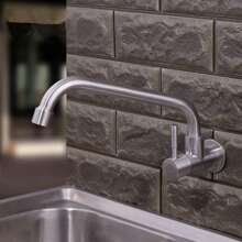 Stainless Steel Kitchen Faucet, Wall-Mounted Single Cold Water Basin Faucet, Suitable For Simple Installation In Home Kitchen, Washing Machine, And Public Facility Sinks