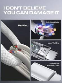 USB-C Data Cable, Compatible With IPhone 16/15 USB-C To USB-C Fast Charging Cable, Supports 60W Fast Charging USB-C Data Cable, Compatible With Iphone 16/15 PRO Max Type-C Fast Charging Cable, Compatible With Samsung Galaxy S25 Ultra Plus/S24/S23 Compatible With IPad Pro 13/12.9 Inch Compatible With IPad Air 5 Braided Data Cable (With Packaging Box) - Light Grey - View 6