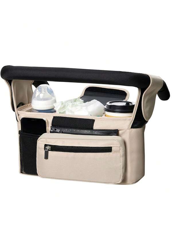 1pc Stroller Hanging Bag, Diaper & Feeding Bottle Storage Pouch, Multifunctional Tote Shoulder Bag For Mom