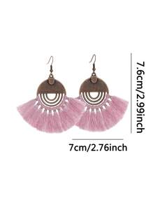TopHanqi 3pcs/7pcs/12pcs/18pcs Random Bohemian Hollow Vintage Tassel Earrings Set, Multicolor Geometric Fan Shaped Dangle Earrings, Suitable For Daily Wear, Commuting, Party, Date, Gift, All Season