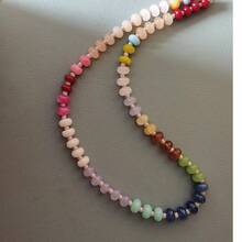 manbara 疊積塗鴉OOAK 2024海灘波西米亞彩色珠寶創意手工混合寶石天然石頭串珠項鍊女士首飾批發疊積塗鴉OOAK