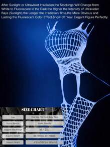 Sexy Lingerie, 1 Piece Of Women's Luminous Fishing Net Sock Jumpsuit, Luminous Fishing Net Bodysuit, Transparent Camisole Fishing Net Socks, Sexy Full Body Fishing Net Lingerie, Women's Jumpsuit, Nightclub Costume, Music Festival Costume, Role-Playing Costume