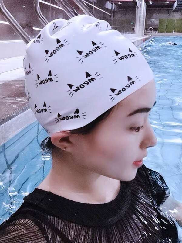 1pc Women's Silicone Long Hair Swimming Cap, High Elasticity, Comfortable And Waterproof