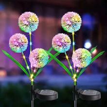 1 pièce / 2 pièces Lumières de jardin solaires LED en forme de pissenlits - Éclairage extérieur paysager à boules multicolores avec design de piquet résistant aux intempéries pour parcs, jardins et décorations de fête, mise en valeur du paysage | Lumières décoratives pour pelouse | Lumières solaires de jardin