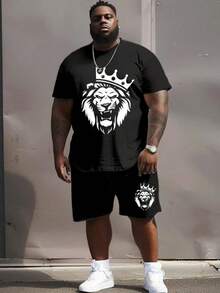 街头休闲国王与皇冠狮子印花大男士套装 - 彩色 - 查看 1