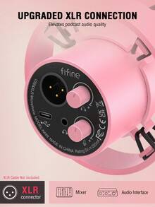 Micrófono dinámico XLR/USB, interfaz XLR para estudio, adecuado para vocales, podcasts y talla grande, interfaz USB, color rosa, con botón de silencio, perilla de ganancia, compatible con monitoreo de auriculares, aplicable para doblaje de voz, video y talla grande - FIFINE K688 Rosa - Rosa - Ver 6