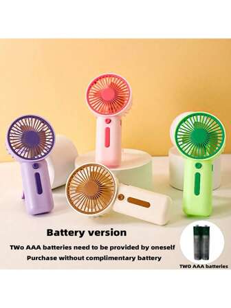 1pc Mini Handheld Fan, Powered By 2 AA Batteries (Batteries Not Included), Portable For Back To School