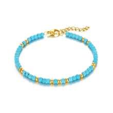 1pc Fashion Minimalist Versatile Stainless Steel & Natural Stone Bracelet, Multi-Color Options Suitable For Women Daily Wear