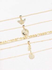 两条天使和玫瑰吊坠项链是送给女士的简约而优雅的礼物