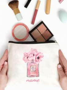 Sac cosmétique avec motif parfum personnalisé - Trousse de toilette personnalisée pour femmes, cadeau de Noël parfait pour maman, professeure, fille - Organisateur de voyage léger et élégant avec fermeture éclair