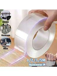 1 Rollo de Cinta Adhesiva Doble Cara Multiusos, Tira de Sellado de Goma Transparente de Alta Resistencia Aplicable a Diario, Fácil de Usar en Múltiples Escenarios y Se Puede Cortar