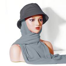 1件女性純色/多彩時尚套裝，包括雪紡頭巾和漿果帽組合以及2入組圍巾帽套裝 - 彩色 - 查看 13